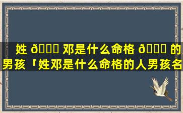 姓 💐 邓是什么命格 🐝 的人男孩「姓邓是什么命格的人男孩名字」